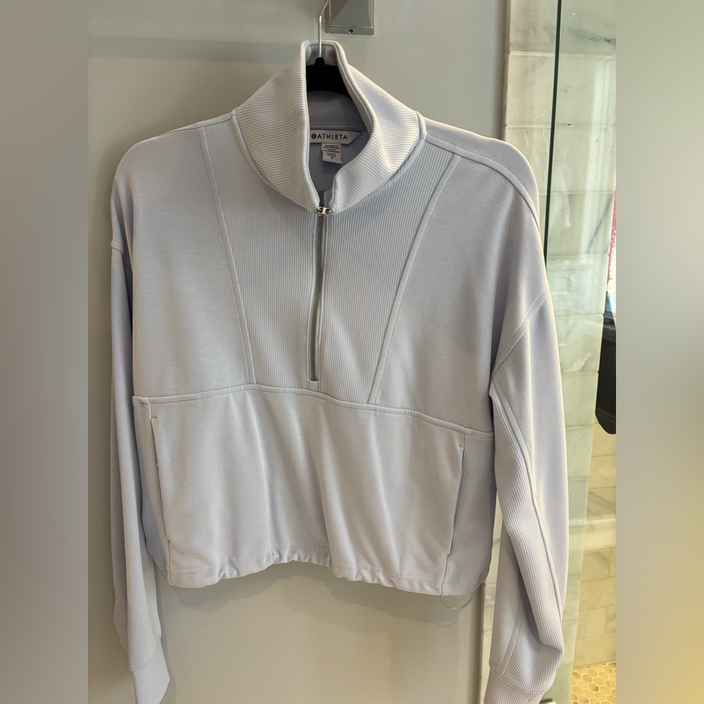 Athleta Light Gray Quarter-Zip Pullover & Matching Pants SET. PETITE SMALL